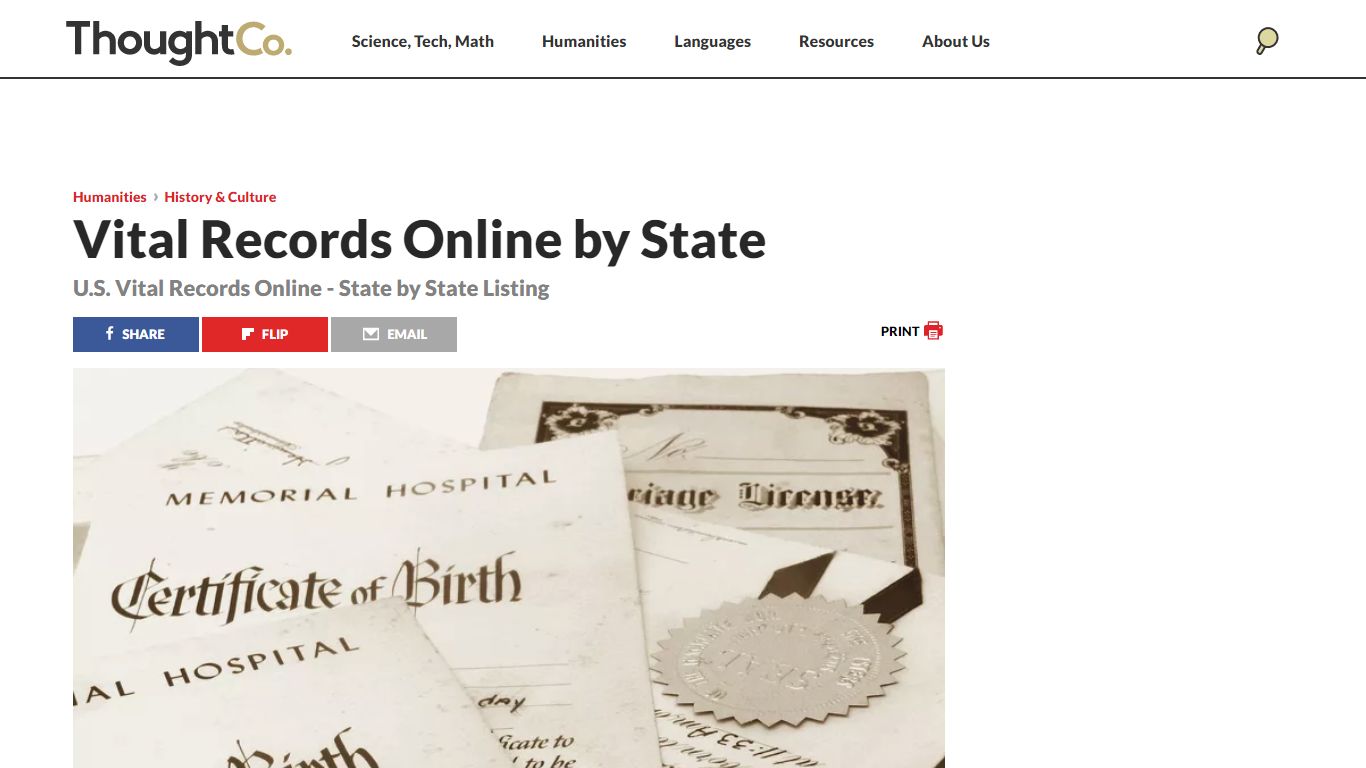 State-by-State Listing of Vital Records Available Online - ThoughtCo